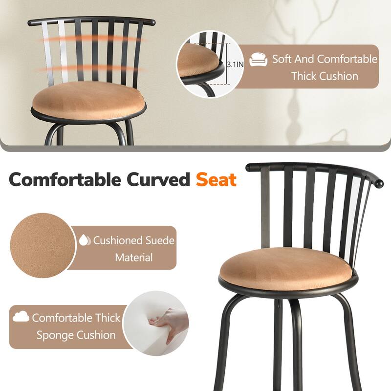 Homy Casa Brown Swivel Counter Height/Bar Height Stools with Cushioned Seat -For Kitchen Islands and Home Bars - N/A