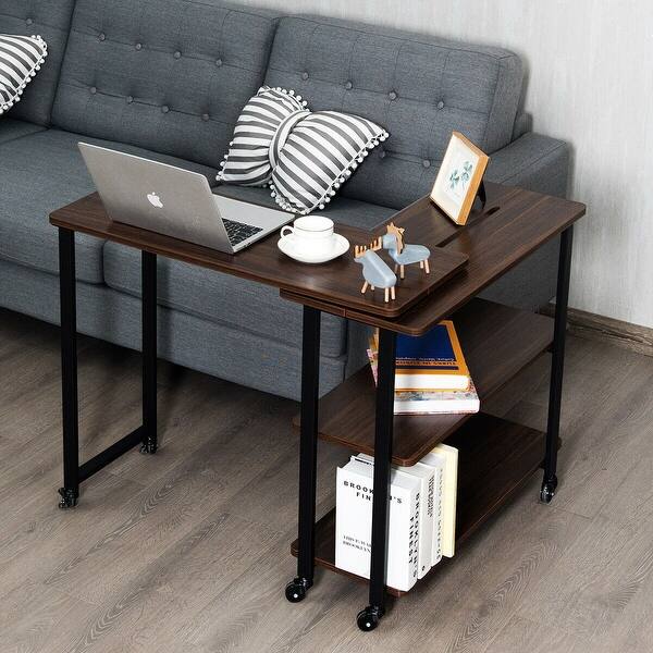 Shop 360 Rotating Sofa Side Table With Storage Shelves Wheels