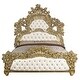 preview thumbnail 3 of 7, Heverford White and Gold Eastern King Scrolled Floral Bed