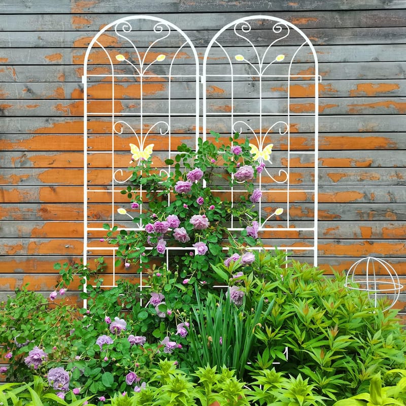 Rustproof Metal Garden Trellis for Climbing Plants, Outdoor Flower Support, 86.7" x 19.7"