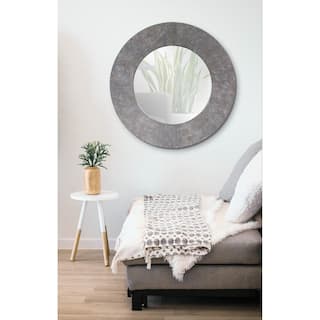 Allan Andrews Round Rustic Gray Metal Framed Wall & Accent Mirror - 30"D