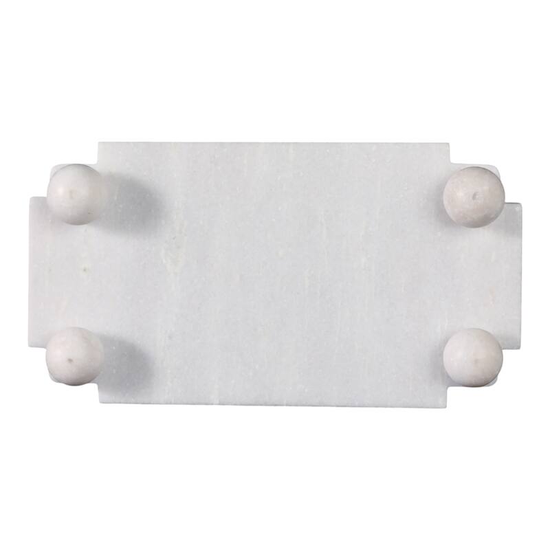Modern Marble Tray with Elevated Base and Rounded Feet - 2" White - 13" x 7.25" x 2"
