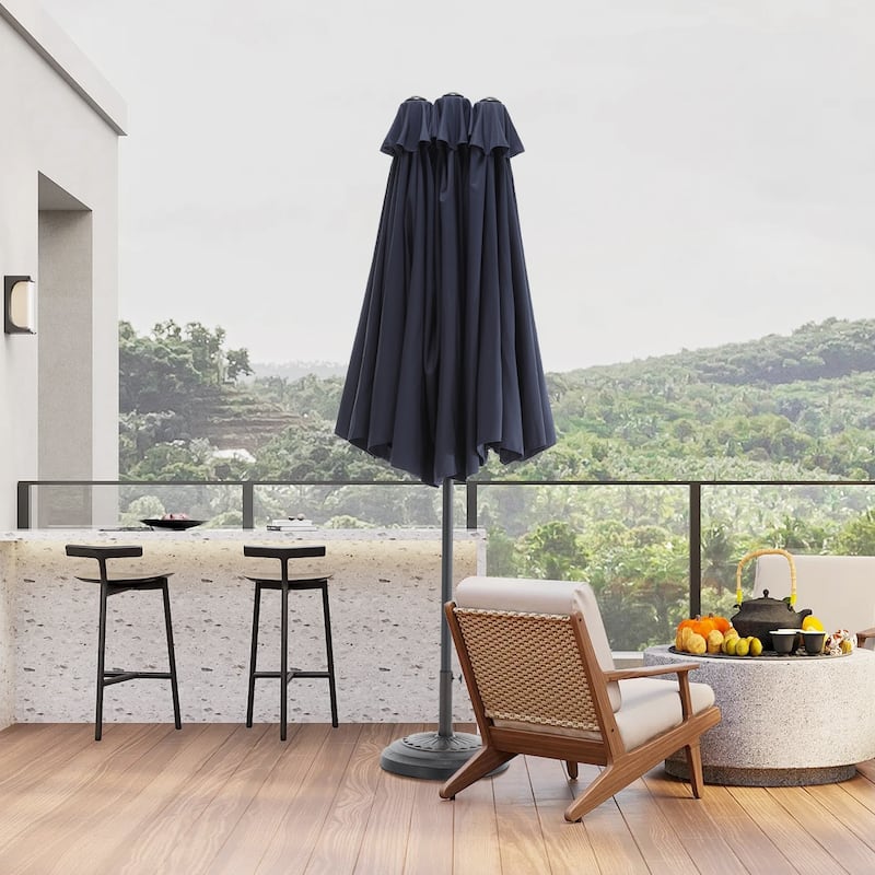 Topcraft 14.8ft Metal Rectangular Double Sided Outdoor Market Umbrella