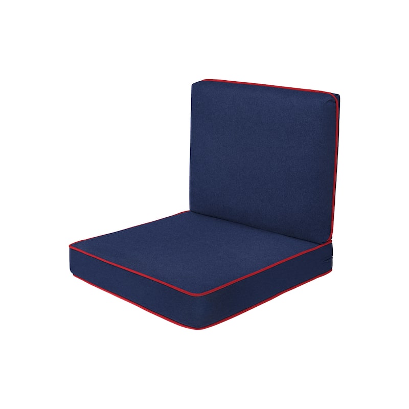 Haven Way Universal Outdoor Deep Seat Lounge Chair Cushion Set - 23x26 - Navy w/ Red Piping