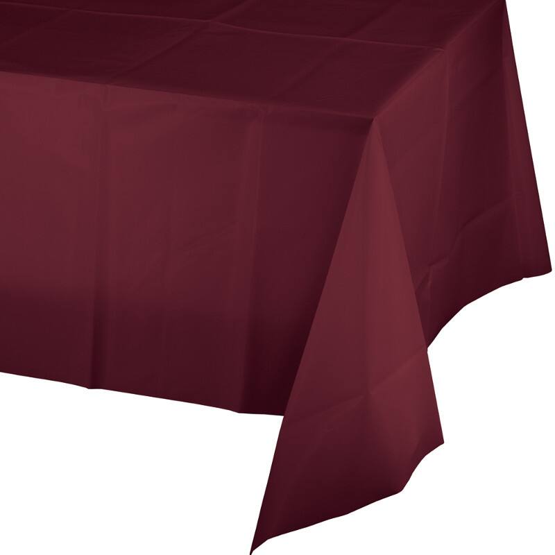 Rectangular Disposable Party Table Covers - 108" - Burgundy Red - Club Pack of 12