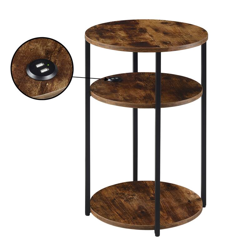 Convenience Concepts Designs2Go Simon 3 Tier End Table with USB Ports