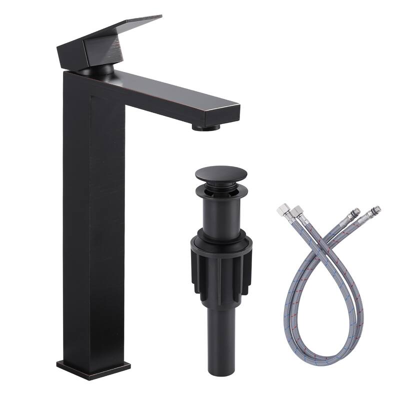 WOWOW Single Handle Single Hole High Arc Bathroom Vessel Faucet - Oil Rubbed Bronze