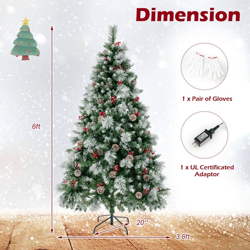 6 FT Pre-Lit Artificial Christmas Tree w/ Pine Needles 350 LED Lights