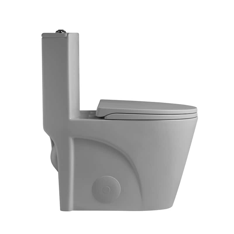 One-Piece Dual Flush Toilet 1.6/1.1GPF, Elongated ADA, 12" S-Trap Grey