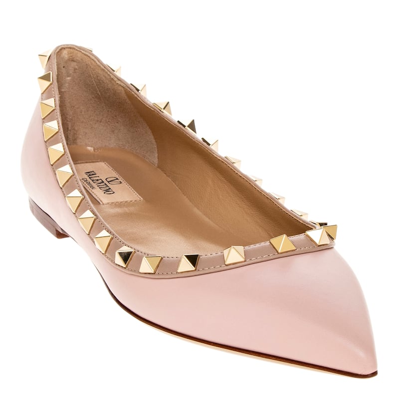 Valentino Leather Rockstud Ballet Flats - 39 EU