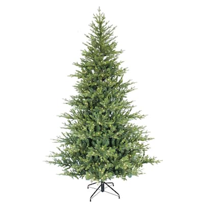 Puleo International 7.5 ft' Pre-Lit Alberta Spruce Artificial Christmas Tree