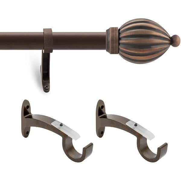 Deco Window 1 Inch Adjustable Antique Copper Curtain Rod for Windows