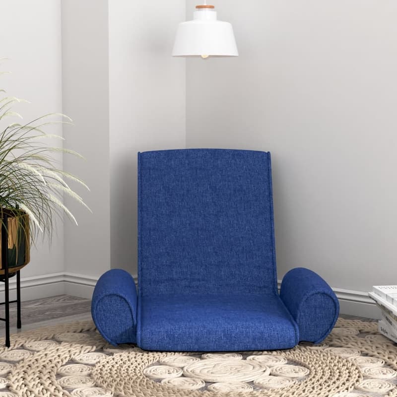 vidaXL Folding Floor Chair Blue Fabric - 26" x 26.4" x 20.1"