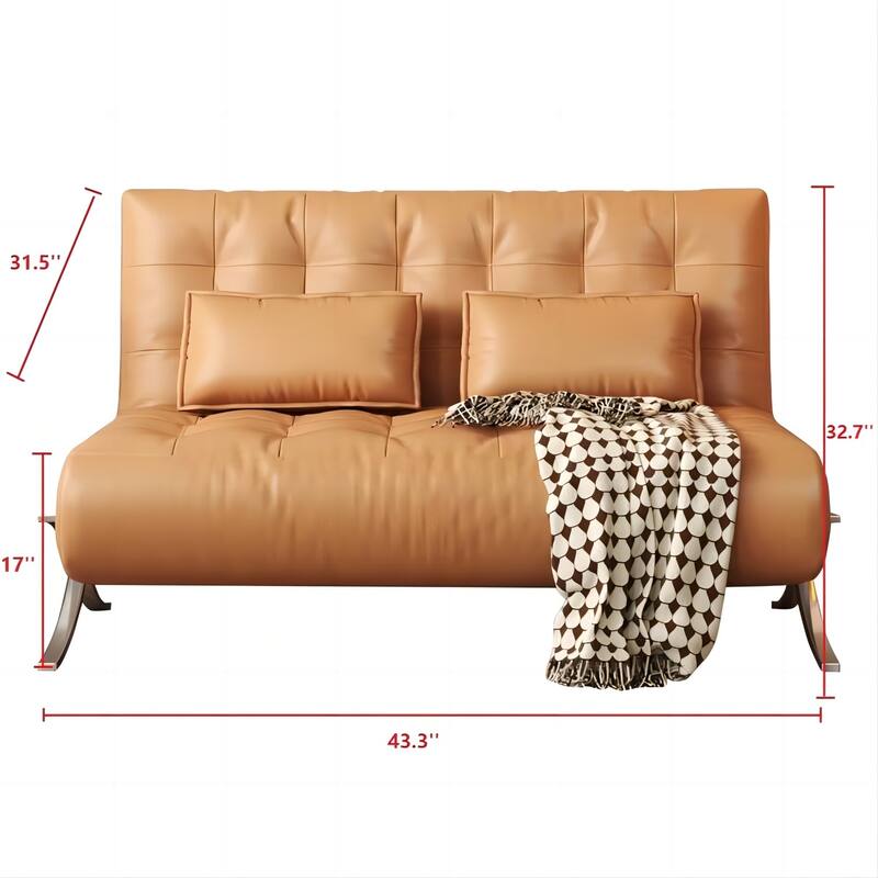 JASIWAY 43.3'' Vegan Leather Sofa Bed with Metal Leg
