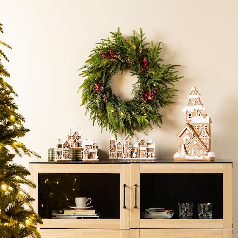 Glitzhome Christmas Resin Gingerbread House Table Decor Village Figurine