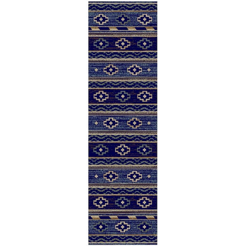 Hearthside Star Valley Navy Lodge Area Rug - 2'3"x7'7"