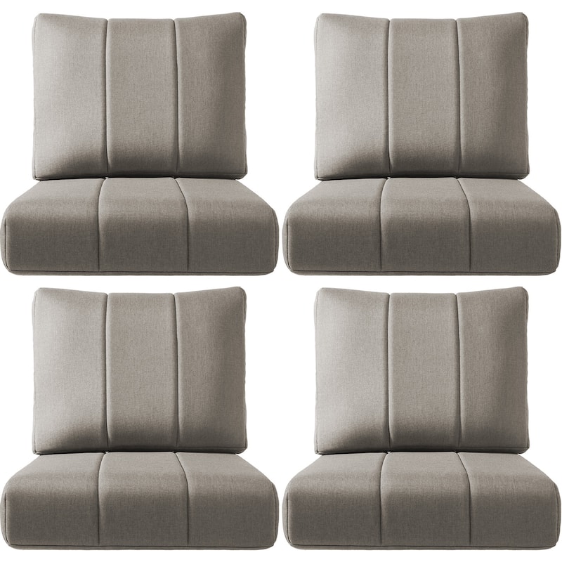 Ivora 24" W x 24" D x 6" T Water & Fade Resistant Outdoor Lounge Chair Replacement Cushion Set - 4 Sets - Gray
