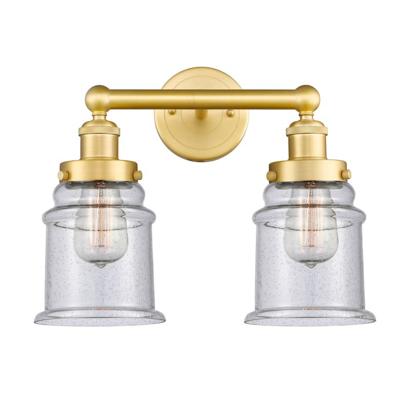 Innovations Lighting 616-2W-13-15 Canton Vanity Canton 2 Light 15" - Satin Gold / Seedy