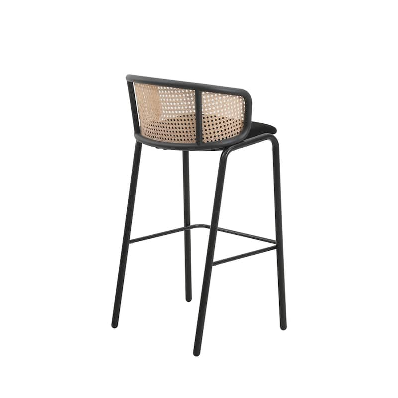 LeisureMod Ervilla Bar Stool with Black Powder Coated Steel Frame - 37"