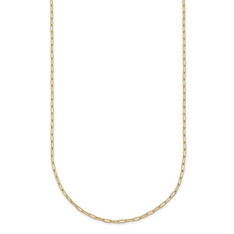Curata Italian 14k Yellow Gold 1.4mm Oval Link Chain Necklace For Women (Lobster)