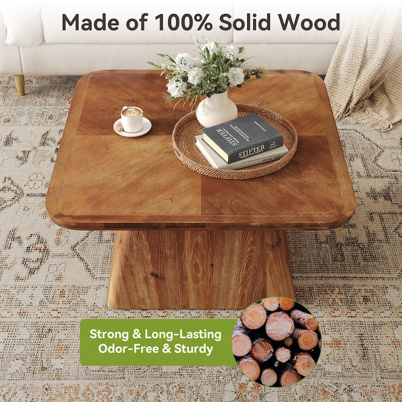 Solid Wood Square Coffee Table, Living Room Center Cocktail Accent Table