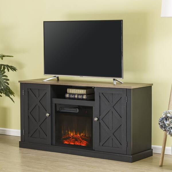 slide 2 of 12, 54 in. TV Stand Console for TVs up to 60 in. with Electric Fireplace - 54" in Width Charcoal