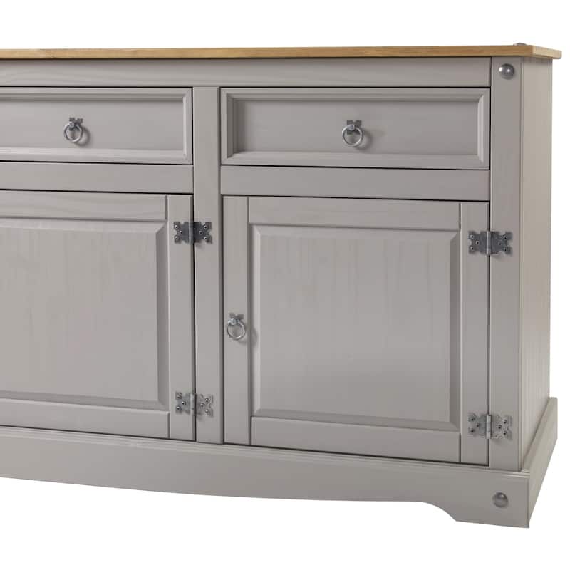 OS Home and Office Furniture Model COR917 Cottage Series Wood Buffet Sideboard in Corona Brown