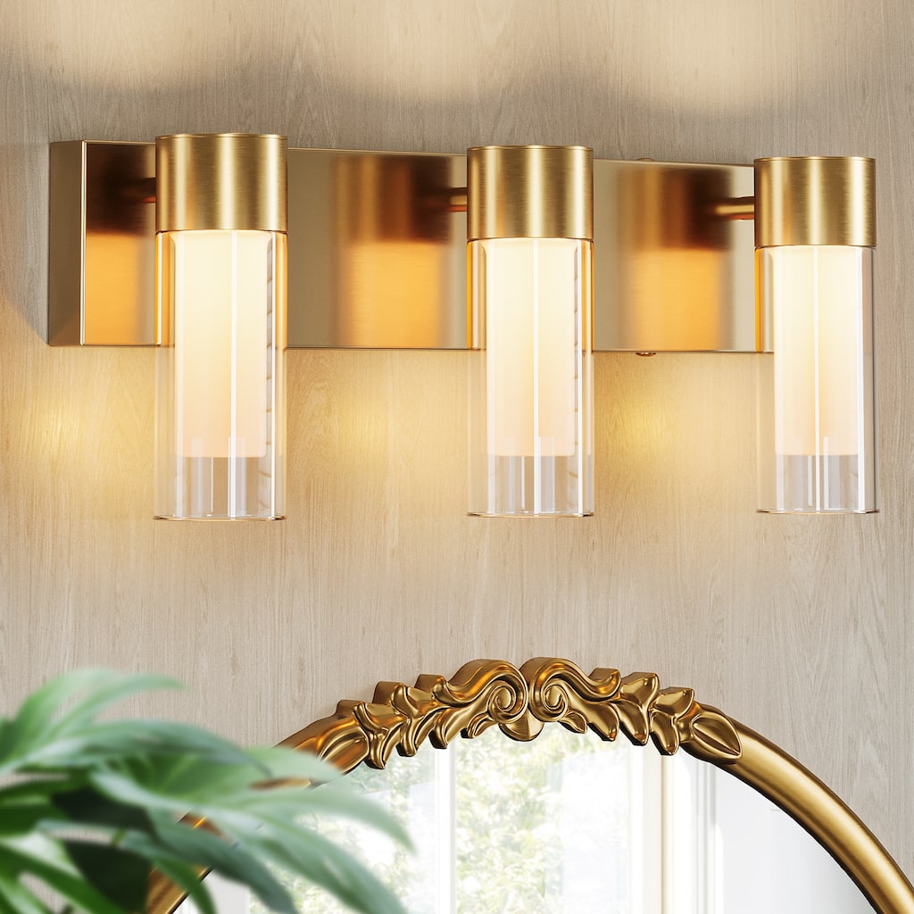 3-Light LED Bathroom Vanity Light Wall Sconces with Glass Shades - ‎25.3"L x 8.8"W x 6.2"H