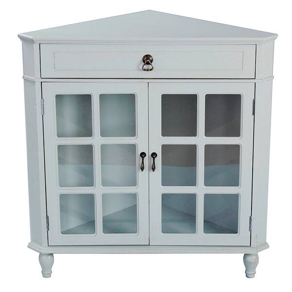 Shop 1 Drawer 2 Door Corner Cabinet W Paned Glass Inserts Mdf