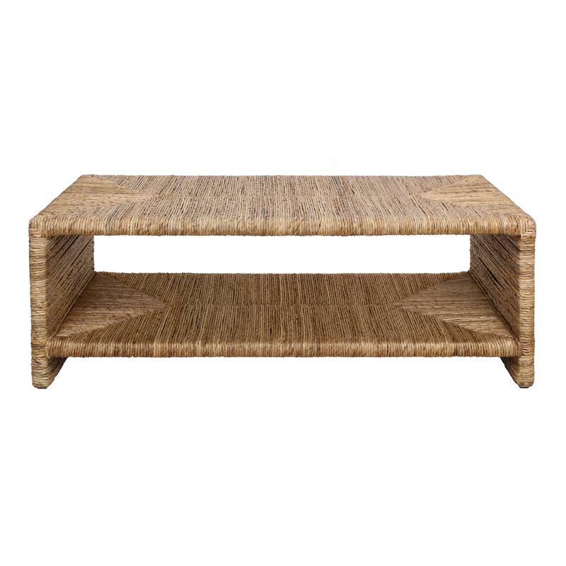 NPD Furniture Kanza Handwoven Abaca Coffee Table with Open Shelf