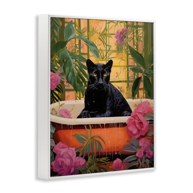Stupell Lush Tropics Panther Bath Framed Giclee Art Design By Heidi Kuntz