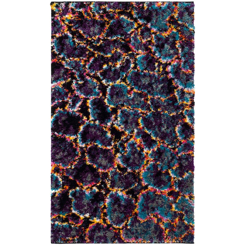 SAFAVIEH Fiesta Shag Leanca Abstract Rug - 3' x 5' - Turquoise/Multi