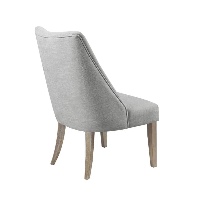 Roomfitters Set of 2 Upholstered Dining Chairs, High Back Armless Side Chairs with Solid Wood Legs for Kitchen, Light Gray