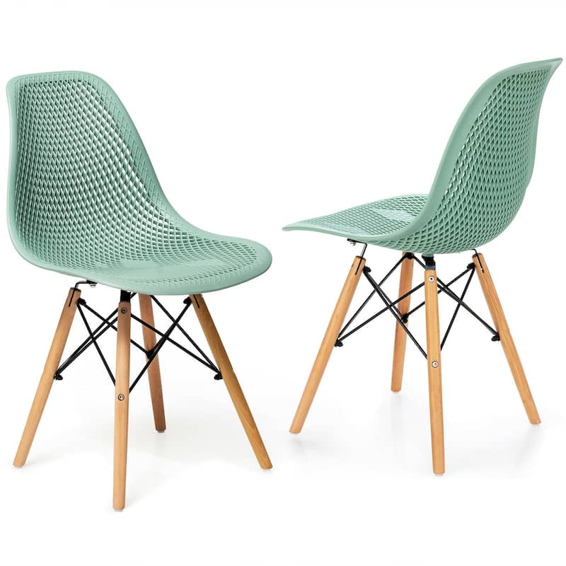 4 Pack Modern Mesh Dining Chair Set with Ergonomic Backrest and Beech Wood Legs - 22" x 18" x 32.5" (L x W x H)
