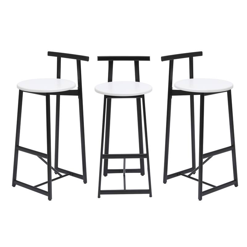 Bar Stools Kitchen Island Bar Chairs Set Of 3 Metal Counter Barstools With Backrest For Dining Pub Room