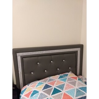 Shop Breen Grey Faux Crystal Tufted Headboard - Free ... Shop channel tufted headboard grey king.