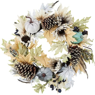 24 Inch Rustic Sunflower, Pumpkin Wreath