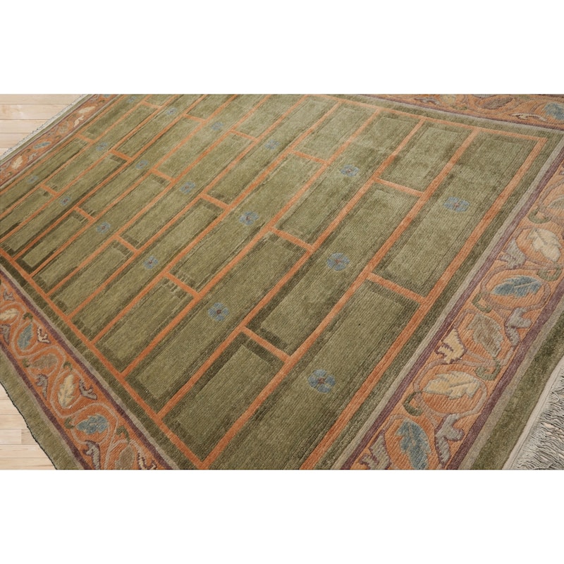 8'1''x11'4'' Hand Knotted Wool Mint Tibetan Mikhaelian Kohlberg Rug - 8' 1'' x 11' 4''