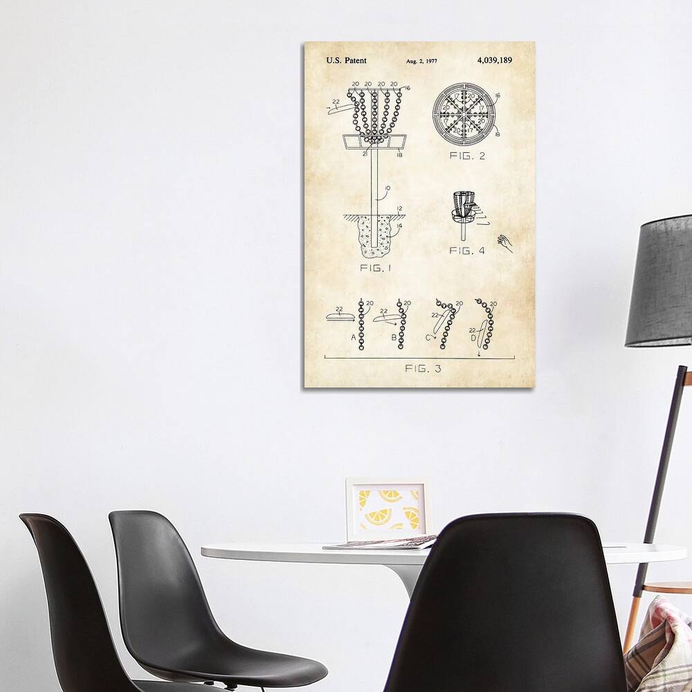 iCanvas "Frisbee Disc Golf Goal" by Patent77 Canvas Print