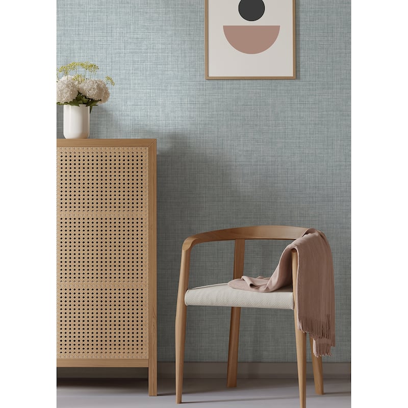 Benson Light Blue Faux Fabric Wallpaper