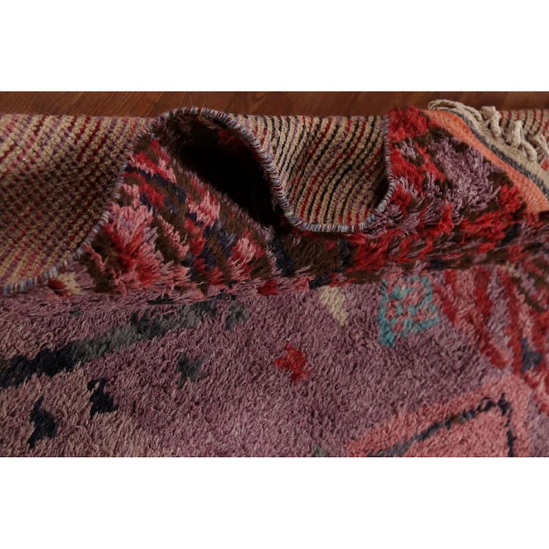 Plush Purple Moroccan Abstract Area Rug Hand-Knotted Wool Carpet - 9'1"x 12'11"
