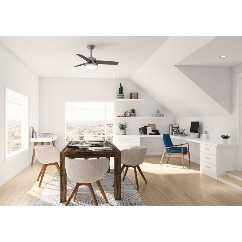 Hunter 44" Sentinel Ceiling Fan with LED Light and Handheld Remote - Soft Modern, Farmhouse, Transitional