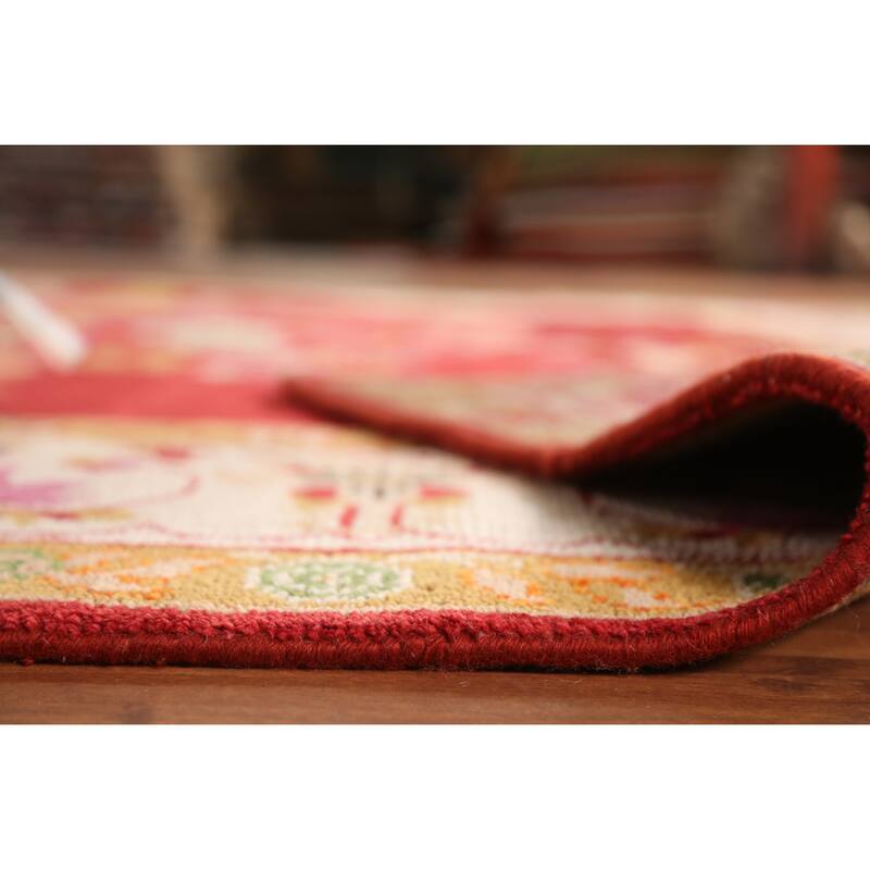 Red Floral Heriz Serapi Indian Area Rug Handmade Wool Carpet - 7'10" x 9'9"