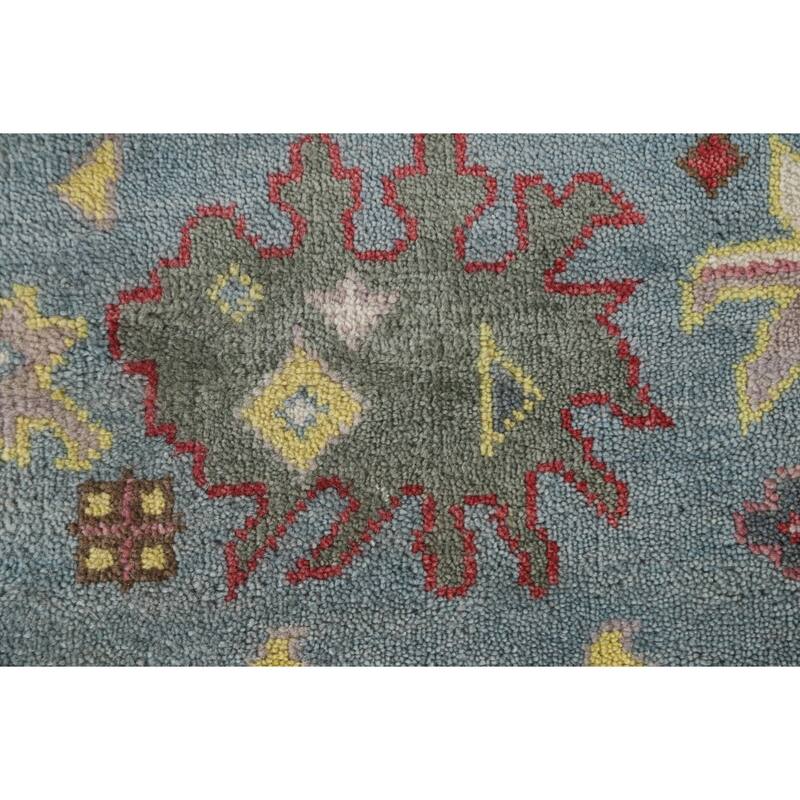 Floral Gray Oushak Area Rug Handmade Wool Carpet - 8'1"x 9'8"