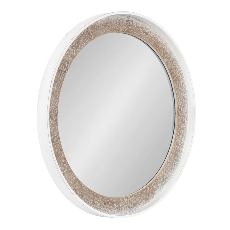 Kate and Laurel Warbrook Round Wall Mirror - 26x26 - 26x26 - Rustic Brown/White