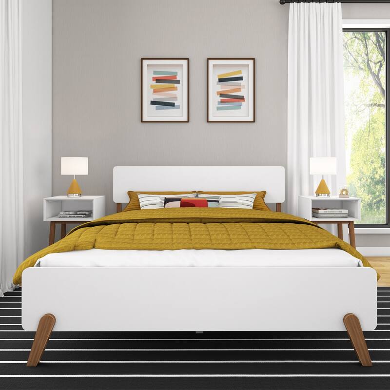 Max and Lily Mid-Century Modern Queen-Size Panel Bed