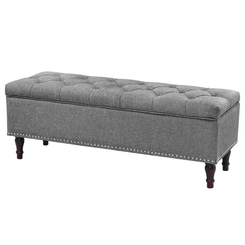 Tufted Upholstered Storage Bench Ottoman with Hidden Storage for Bedroom, or Living Room