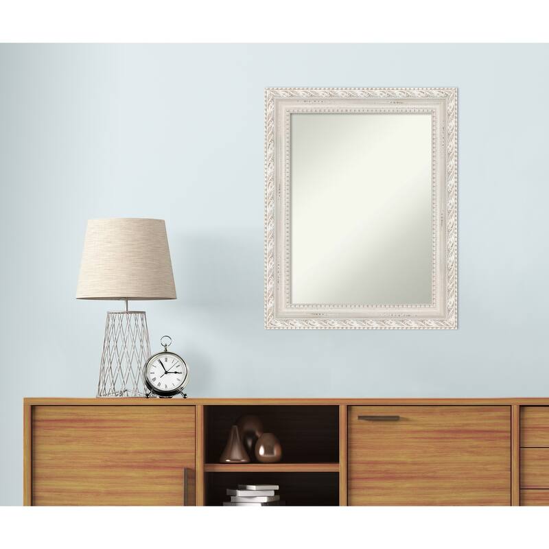 Opera Off White Non-Beveled Wood Framed Wall Mirror - Opera Off White