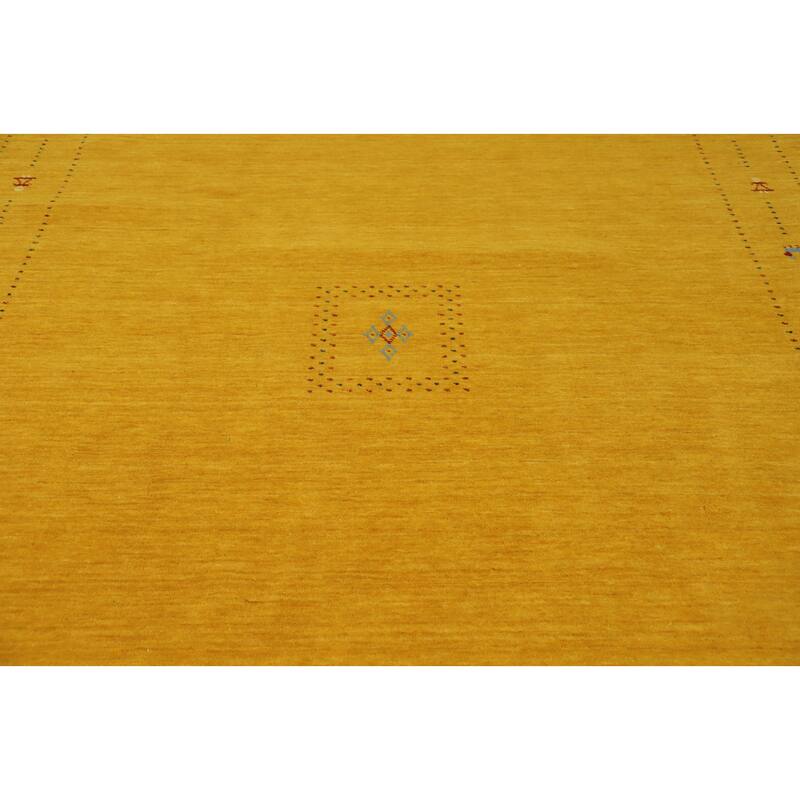 Hand Knotted Oriental 100% Wool Carpet Tribal Animal Pictorial Yellow & Gold Gabbeh Area Rug - 9' 9'' X 8' 0''
