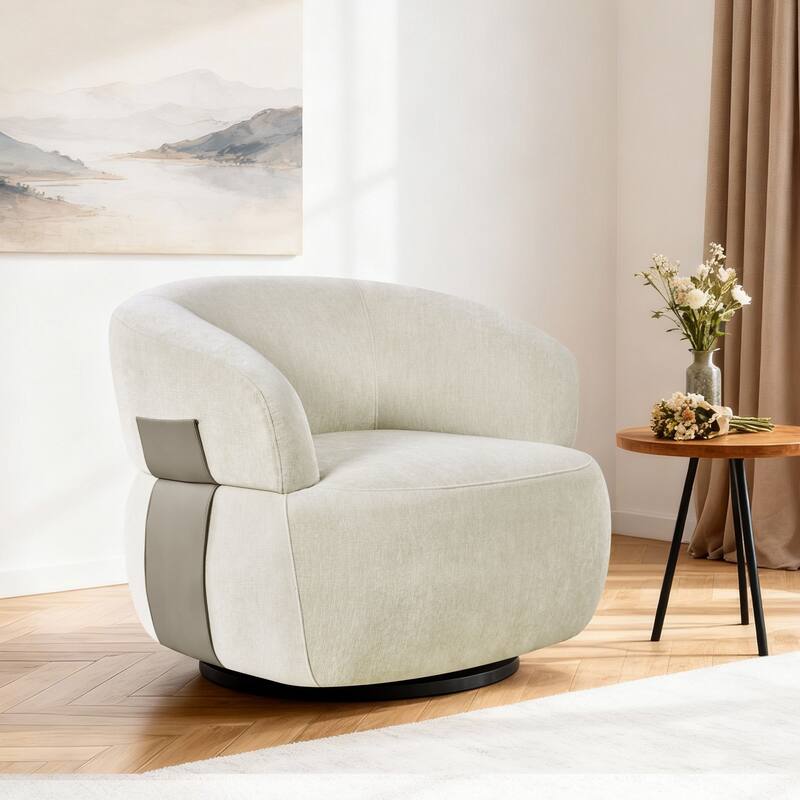 Kieon 33"W 360 Swivel Barrel Chair Modern Accent Chair Set of 2